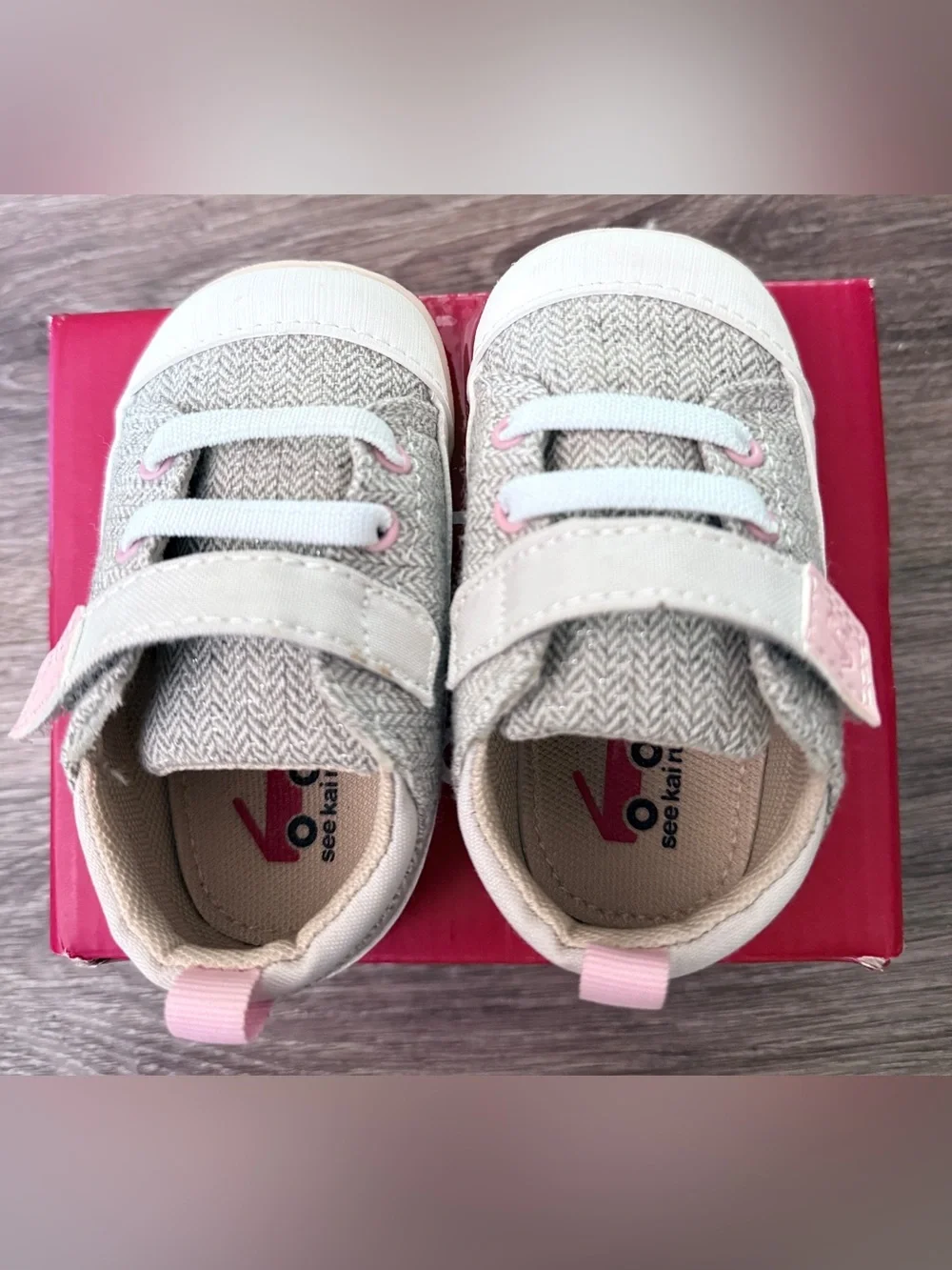 See Kai Run Stevie Mini First Walker Shoe - Gray Herringbone